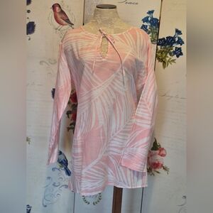 Pink and White Women's Tunic Top